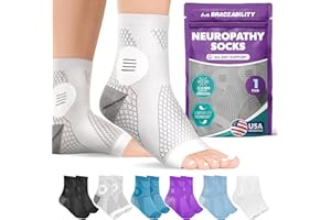 BraceAbility Chaussettes De Neuropathie - Périphérique Neurite Compression Diabétique Toe - Free Footwear Traitement Pied Cheville Goutte Fasciite Plantaire Soulagement Stent(S)