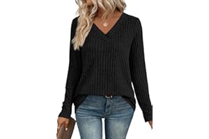 Aokosor Long Sleeve Tops Women Lightweight Women's Jumpers V Neck Striped Christmas Jumpers