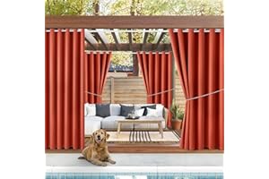DIVA EN CAMINO DEC Waterproof Outdoor Curtain W84 x L95 - Grommet Top Sunlight Blocking Window Treatment Drapes Blackout Curtains for Home Bedroom Living Room Outdoor Patio Porch Pergola Cabana Gazebo (Rusty, 2 Panels)