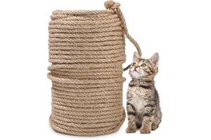 HEUCHAEY Sznur sizalowy, 50m naturalny sznur sizalowy, sznur sizalowy do drapania dla kotów, wymiana sznura dla kotów, zabawki dla kotów, nadaje się do drapaków dla kotów, dekoracji ogrodu, rzemiosła DIY