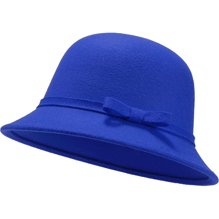Buywis Damen Filz Cloche Bowler Hut Mit Schleife Fe Produktbild-Vorschau 3