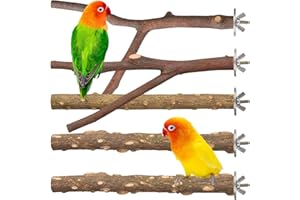 SYOZPXY 5Pcs Bird Perch Toys, Natural Wood Parrot Perch Perch Platform Cage accessories, Bird Cage Perch Chew Toys for Birds Such as Parrots