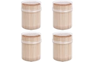 4 Paquet 100% Cure-Dents Ronds en Bois, Bâtonnets de Cocktail, Salade et Fruits, 2000 Pièces, Longueur 66 mm