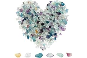 SUNNYCLUE 400PIÈCES 5-8mm Puces De Fluorite Véritable Pierre Precieuse Naturelle Lithotherapie Puce Irrégulière Perles De Pierre Précieuses Semi-Précieuses Perles pour Bracelet Pierre Naturelle