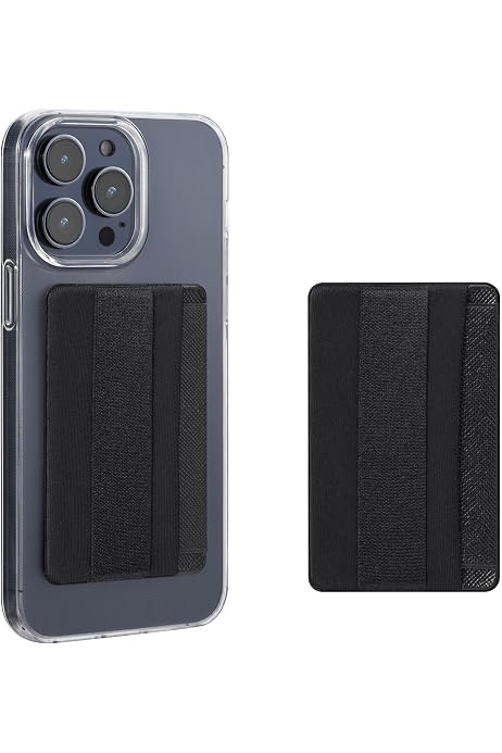 Cover Porta Carte Per Smartphone - Set 6 Pezzi, Silicone Elastico Autoadesivo, Per Carte Di Credito E Documenti, Nero