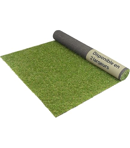 MadeInNature Gazon Artificiel Vert LARZAC - Pelouse Synthétique Aspect Naturel, Fibres Vertes Et Jaunes, Pour Balcon Terrasse (2m X 3m)