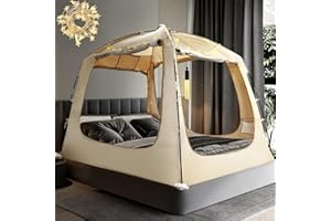 RIYDH Bed Tent Bed Canopy Portable Dream Tents 4 Doors 80% Blackout - Indoor Breathable Sleeping Tents Privacy Space Tents for Adult with String Light