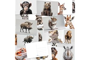 the lazy panda card company 64 Animal Postcards - Postcards of Animals on Isolated Backgrounds, Draws Attention to the Animals