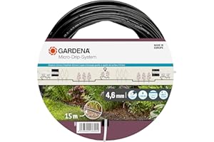 Gardena Micro-Drip system naziemna linia kroplująca 4,6 mm (3/16"): wąż kroplujący do instalacji naziemnej, wodooszczędny, wysoce elastyczny, 15 m (1362-20)