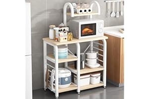 SogesHome Carrello Cucina,3 +3 Scaffale per Cucina in Acciaio Legno,per Cucina e Soggiorno, Millennium Oak 90 x 42 x 133 cm,172-MO-SH