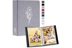 Lanpn Small Photo Album 6x4 2 Packs, Each Pack holds 100 Pictures, Slip in Pockets Mini Linen Top Loading Photo Albums for Portrait Only 10x15cm Picture Grey