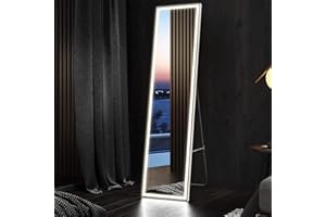 LVSOMT Espejo de 160 x 40 cm de Longitud Completa,Espejo Pared y Piso,Espejo Colgante,Espejo Cuerpo Entero,Espejo Grande y Alto, aleación de Aluminio Enmarcado para Dormitorio,Sala de Estar (Blanco)