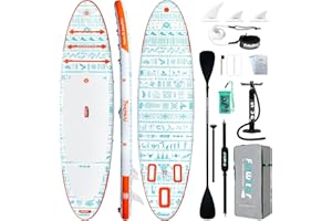 FunWater Stand Up Paddling Board nadmuchiwana deska SUP z wiosłem, płetwami, plecakiem, pompką, zestawem naprawczym, torbą na telefon komórkowy