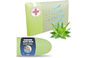 BELTALIA Cuscino Cervicale Alto 16 cm Aromaterapico Antirussamento – Dispositivo Medico Classe 1 Detraibile – Traspirante – Fodera Resistat – Made in Italy - (Aloe Vera Resistat, 73x43 H16)