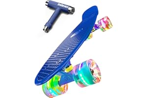 D DELEVEN Deleven Monopatín 56cm con Ruedas LED, Herramienta de Skate y Rodamientos ABEC 7 - Skateboard para Niños Principiantes Adolescentes Adultos