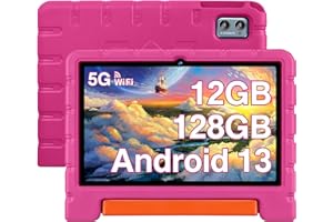 ZIOVO 2023 Newest Tablet 10 Pollici Android 13,12(6+6) GB RAM+128GB ROM(TF 1TB), Tablet Famiglia/Tablet Bambini, 5G WiFi | Octa-Core | 2.0 GHz | BT 5.0 | 6000mAh | Google GMS Tablet con EVA Caso-Rosa