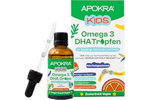 Omega 3 Vegan – Ohne Fischgeschmack – Veganes Omega 3 Öl für Säuglinge, Kleinkinder und Kinder – Nachhaltiges Algenöl, Alternative zu Fischöl – 50 ml | APOKRA Kids Vegan Algenöl