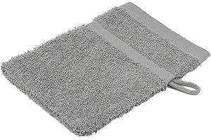 Gözze - Gant de Toilette, Lot de 4, Doux et absorbant, 100% Coton, 16 x 21 cm - Argenté
