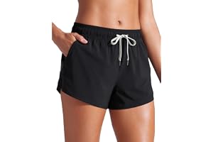 CRZ YOGA Boardshorts med sidoslits 3" | Snabbtorkande, Inbyggda trosor, Hög midja, Magkontroll, Bad-, Strand-, Badbyxor för k
