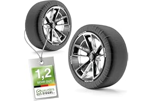 Walser Premium Calze da Neve Omologate Italia EN 16662-1, Set di 2 Catene da Neve in Tessuto per Auto, Catene Invernali per Auto Grigio/Nero Snow Sock