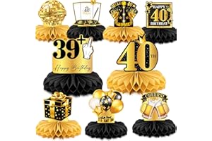 Vezerd 9 Stück Tischdeko 40. Geburtstag Frauen, 40. Geburtstag Deko, Honeycomb Dekorationen 40. Bienenwabe Mittelstück für Männer Jahre Geburtstag Party Zubehör Tischdekoration