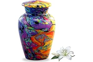 IMMORTAL-MEMORIES Modern Print Keepsake Urn - Colorful Mini Cremation Urn for Ashes - Handcrafted Tie Dye With Velvet Box & Bag (Funeral and Memorial Sharing)