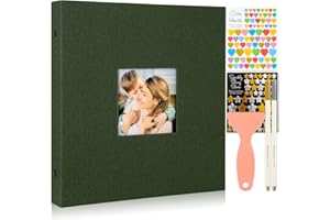 Benjia Album Fotografico Autoadesivo da incollare, Album Fotografico Pagine Bianche con Adesivo e Penna Metallica per 9x13 10x15 13x18 a4 a5 a6 (Piccolo 40 fogli / 80 pagine, Verde)