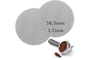 RUOXIXI 2 Piezas Portafiltros Esppresso Colador inferior,150um Pantalla de Disco Espresso Filtro Cafe Pantalla de 1,7 mm de Grosor,Café Reutilizable de Ducha inferior para Cesta,Puck Colador de 58.5mm