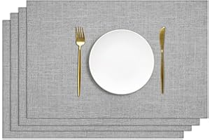 AUAUY Maty stołowe, zestaw 4 szt., sztuczny len, nadające się do prania, dwustronne, antypoślizgowe, odporne na wysokie temperatury, podkładki na stół, 30 x 45 cm (szare)