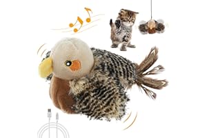 PETGEEK Gigwi Flappy Bird Cat Toy For Indoor Cats, Rechargeable Lifelike Interactive Flapping Bird Cat Toy Tweet, Flapping Wings & Lively Chirping, Automatic Catnip Toys Touch Activated