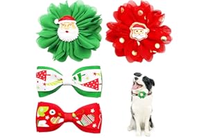 BIPY 10PCS Dog Christmas Collar Bow Ties Xmas Dogs Collar Bowties for Pet Small Medium Cats Kittens Puppy Bow Ties Collar Charms for Xmas Parties Grooming Accessories