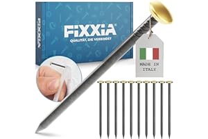 FIXXIA Lot de 30 clous pour tableau, avec ou sans aide à l'enfoncement, de 2 mm de diamètre, noirs, avec tête décorative dorée ou argentée de 6 mm de diamètre, 20, 25, 30, 40, 50 mm, clous en béton,