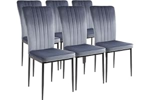 ‎ALBATROS ALBATROS Esszimmerstühle mit Samt-Bezug 6er Set Modena, Grau - Stilvolles Vintage Design, Samt-Bezug, SGS geprüfter Polsterstuhl - Moderner Küchenstuhl, Stuhl Esszimmer oder Esstisch Stuhl
