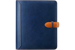 Rubywoo Journal Travel Composition Notebook Round Ring Binder Button Planner Organiser Personal Memo Calendar Premium Thick Paper (A5, Blue)