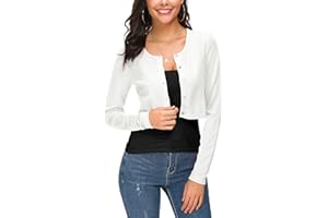 EEVASS Femmes Manches Longues Bolero Court Cardigan Collier Rond Tricot Gilets Sweaters avec Boutons