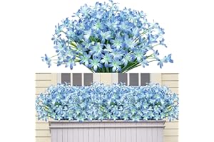 HYWEAN HOMD 6 Piezas Narcisos Artificiales Azules, Flores Artificiales Decoracion Hermosas y Naturales Anti-UV, Ramo de Flores Plástico para Interior Exterior Hogar Jardín Porche Pasillo Fiesta de Boda.