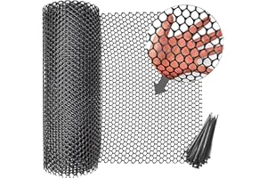 LESEOGYE Chicken Wire Mesh Roll,Plastic Reusable Mesh Fencing with 30 Cable Ties, Breeding Netting Garden Balcony Wire Fencing for Vegetable Protection (Black, 3m)