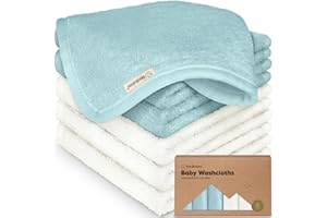 KEABABIES Confezione da 6 morbidi asciugamani per bambini in viscosa di bambù, asciugamani da bagno e doccia per neonati, asciugamano riutilizzabile delicato sulla pelle