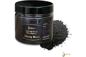 ‎AARTSZ Epoxidharz Farbe Metallic Schwarz 50g Jar, AArtsZ Mica Powder Pulver, Farbpigmente, Perlglanz Natürliches kosmetisches Pigment für Lipgloss, Nagellack, Make-up, Epoxidharz, Seifenfarbe, Badebomben