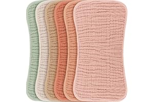 Konssy Muslin Baby Burp Cloths Sets für Babys, Unisex, 6 Stück, groß, 100% Baumwolle, Burping Clothes für Newborn, Baby Mädchen und Jungen (Peach)
