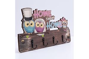 Mevsim Store Portemanteau enfant - Fait main - 4 crochets métalliques - 39,50x19,50 cm - Portemanteau avec animaux - Portemanteau suspendu - Bois - Portemanteau mural - Avec supports