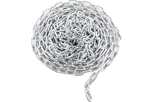 GBACHOOSE 10m x 6mm Galvanised Chain, Heavy Duty Chain Links, Silver Metal Chain for Hanging Chairs, Fence, Gate, Gym, Bike Lock, Padlock, Weight Lifting