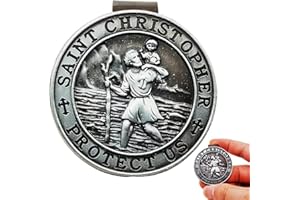 Maslasee St Christopher Keyring,St Christopher Medal Car Visor Clip Zinc Alloy Gift for New Driver St Christopher for Car Car Gifts for Friends Family