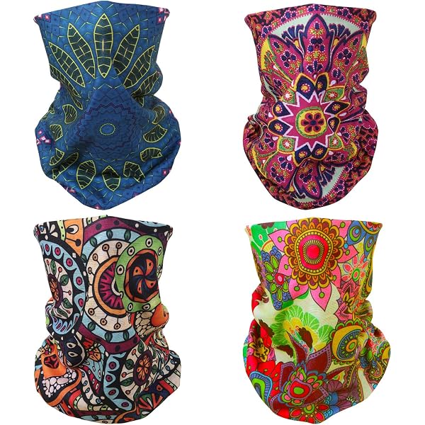 4 Bandanas Multifonctions SMEHCF - Cache-Cou, Bandeau, Masque - 100% Polyester, Taille Unique
