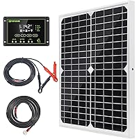 20W 12V Monokristallines Solarmodul Solarpanel Solarzelle Kit mit 10A Solarladegerät Laderegler Photovoltaikanlagen…