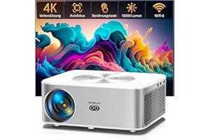 ‎HORLAT Beamer【Autofokus/Trapezkorrektur】 Full HD 1080P WiFi Bluetooth Projektor 4K Unterstützt mit Berührungstaste,18000 Lumen,50% Zoom,Heimkino Video Beamer kompatibel mit Fire Stick,Laptop,Handy Projektor