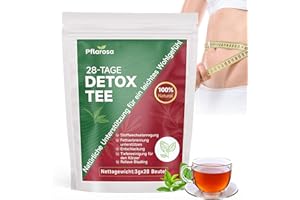 PFLAROSA Detox Tee zum Abnehmen, 28 Stück abnehmentee entgiften, Bauchfett verbrennen, Reduziert Blähbauch, Natürliche Kräutermischung mit Oolong, Grünteeextrakt, Mate, Ginseng, Vegan, Allergenfrei