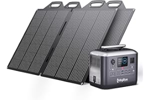 BigBlue Solar Generator 1075.2Wh with 2PCS 150W Solar Panels, 1000W (2000W Surge) AC Outlets, PD 100W USB-C, 10ms UPS, Portable Power Station with Panels for Home Backup, Emergency, RV Camping