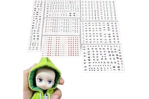 BAOFUYA 7 Hojas de Pegatinas de Ojos de Muñeca, Bonitos Ojos de Dibujos Animados, Figura de Anime, Ojos Móviles con Ojos de Muñeca Autoadhesivos para Hacer Muñecas DIY, Manualidades
