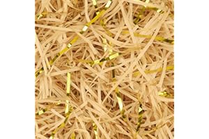 HXJDAM 300g Füllmaterial Geschenk Braun und Gold, Geschreddertes Papier Für Geschenkbox, Füllmaterial Für Pakete, Geschenkbox Füllmaterial